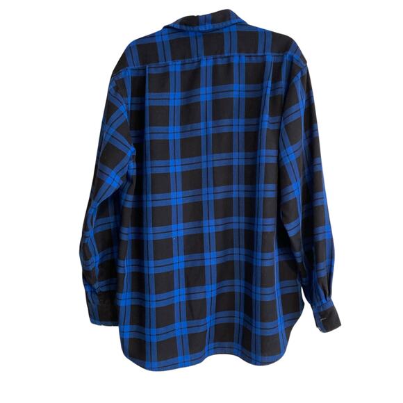 Cabelas Blue Black Checked Flannel Outdoors Gorpcore Button Down Shirt Size XL - Picture 2 of 16
